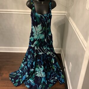 Jones New York Navy Floral Tiered Maxi Dress Size 6